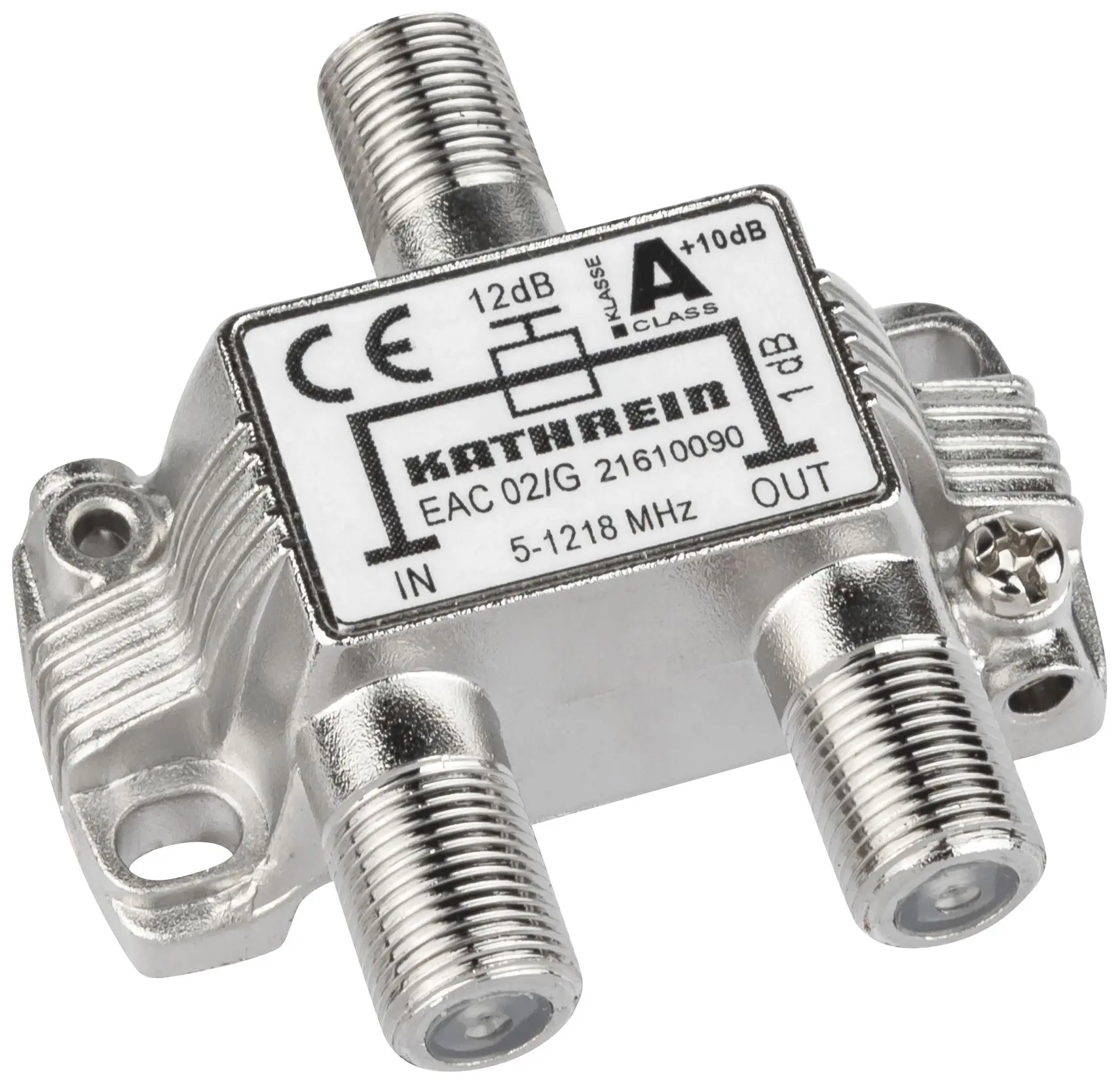 Produktfoto 1 von 1fach F-Abzweiger 12dB 5-1218MHz F-Connector Kl.A Vodafone-/KGD-Freigabe
