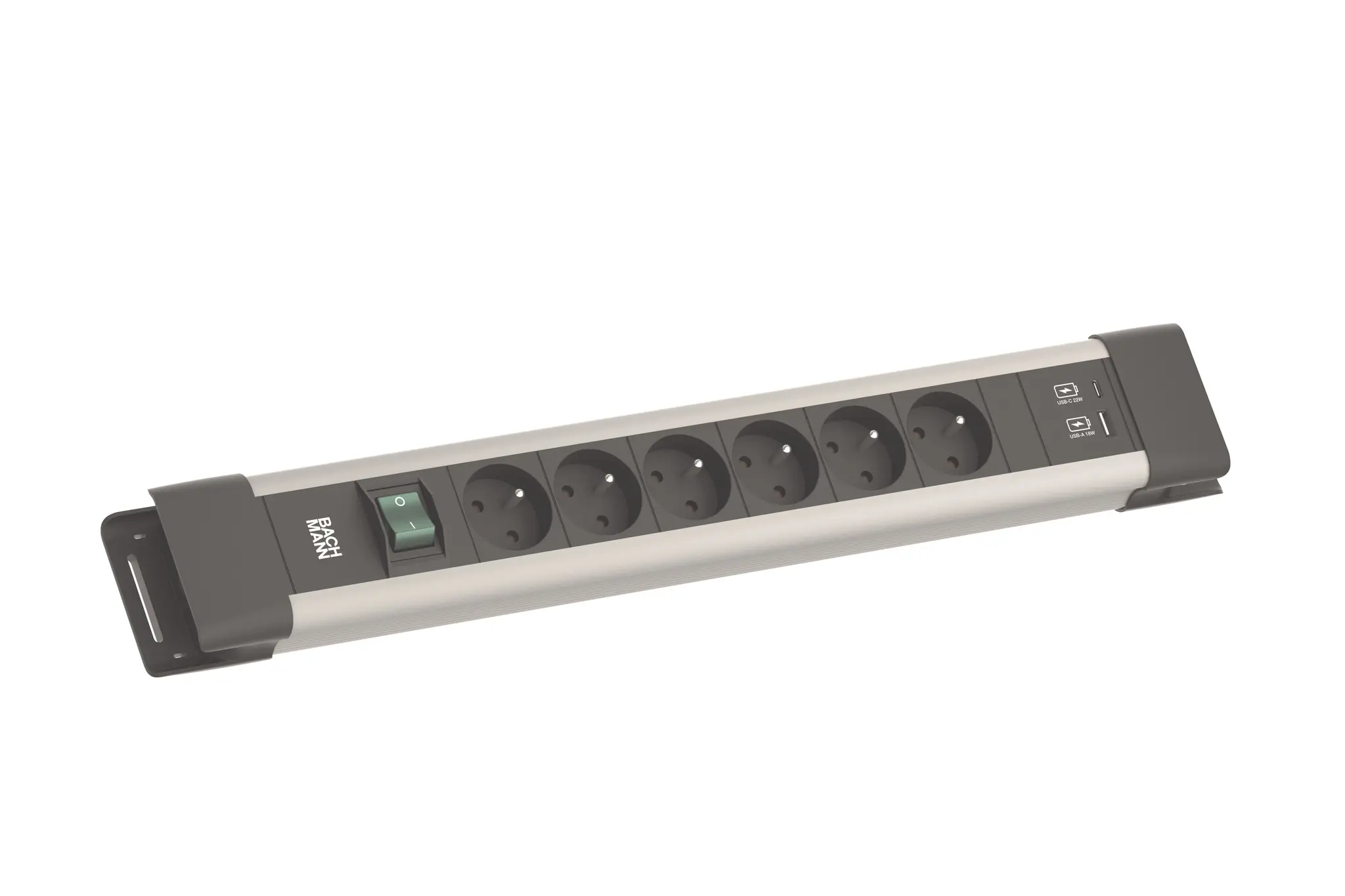 Produktfoto 1 von CONNECTUS 6xUTE 1xSchalter 1xUSB A/C 22W 2,0m CEE7/7 Grau