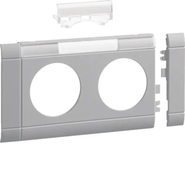 Produktfoto 1 von Blende 2-fach Steckdose beschriftbar anreihbar hfr Oberteil 80mm lichtgrau