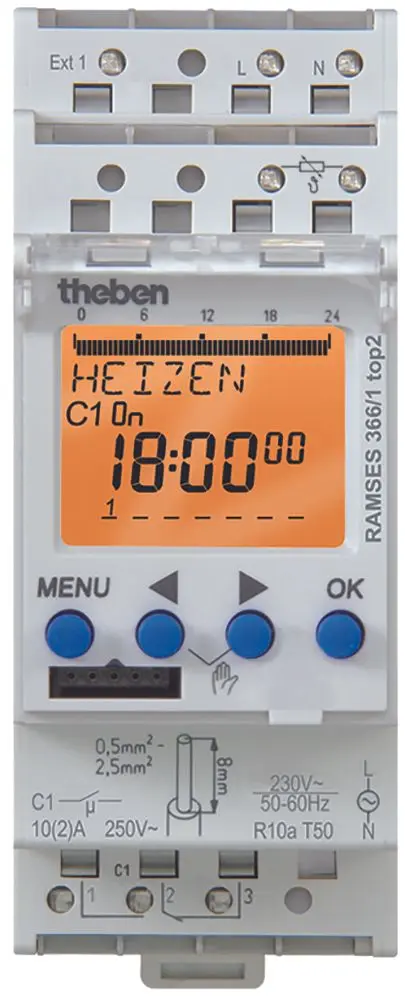 Produktfoto 1 von Digital-Uhrenthermostat, Zonenregelung, 1 Zone, DIN-Schiene, Wochenprogramm