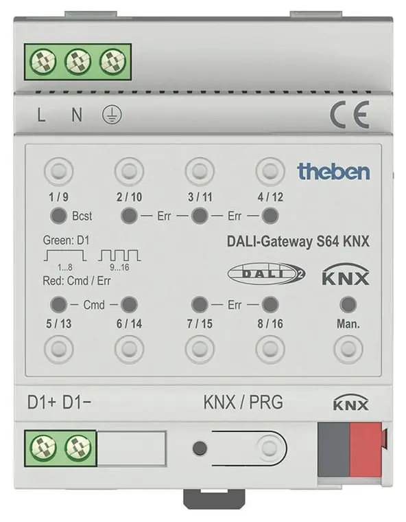 Produktfoto 1 von 1-fach DALI-Gateway KNX KNX TP, für 64 DALI-Leuchten