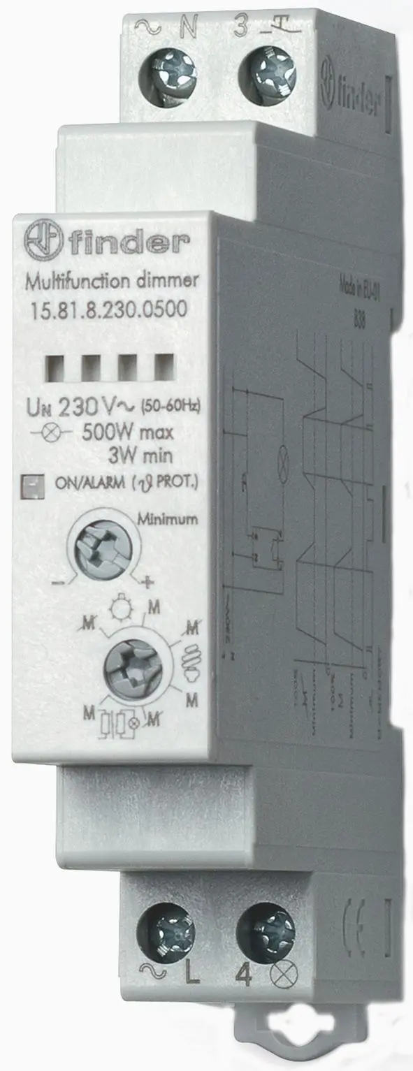 Produktfoto 1 von Dimmer elektronisch für Reiheneinbau 300-500W 2Funktionsweisen f.3Lampenarten