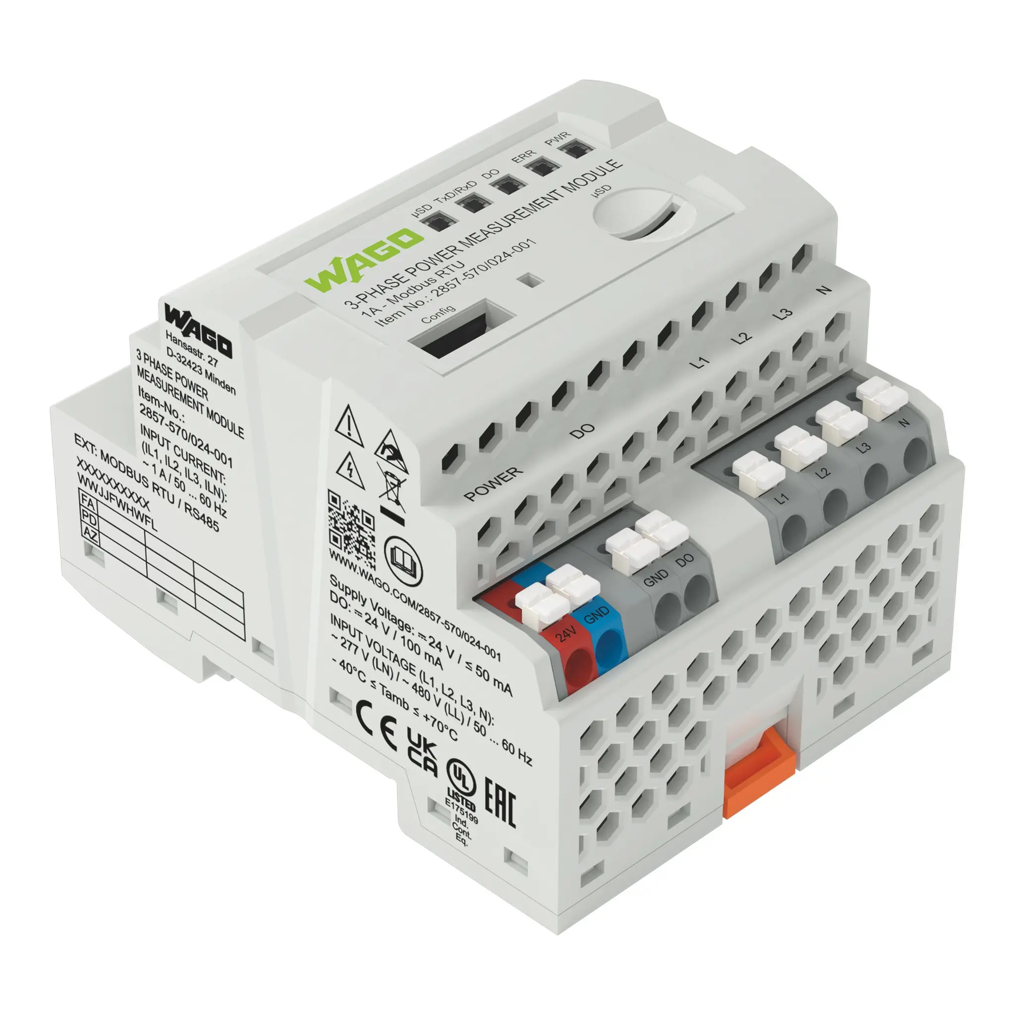 Produktfoto 1 von 3-Phasen-Leistungsmessumformer,3x277/480 V/1 A,MODBUS RTU