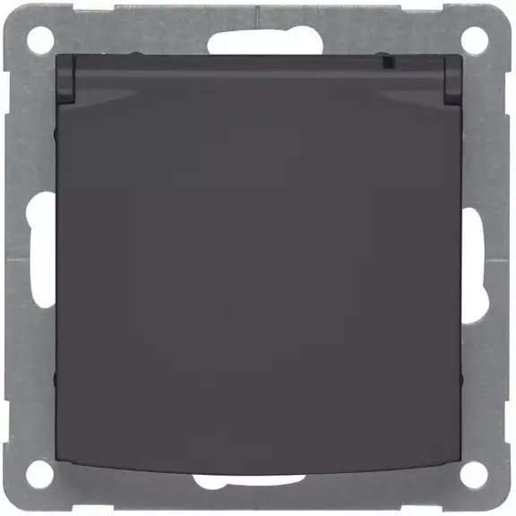 Produktfoto 1 von Badora Steckdose SCHUKO, schwarz Klappdeckel