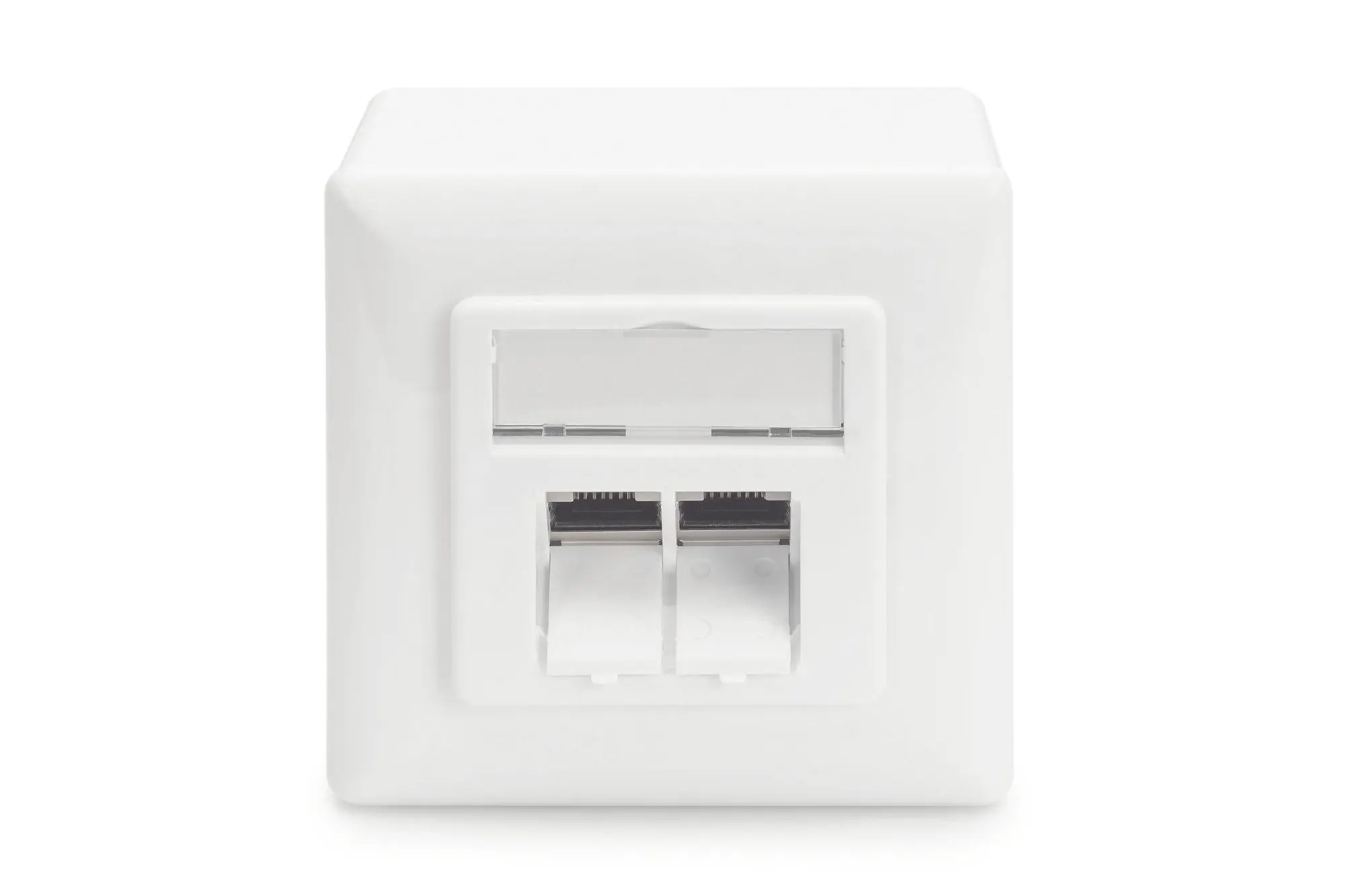Produktfoto 1 von CAT 6 Modulare Anschlussdose geschirmt 2xRJ45 reinweiß AP Set= 5 Stk.