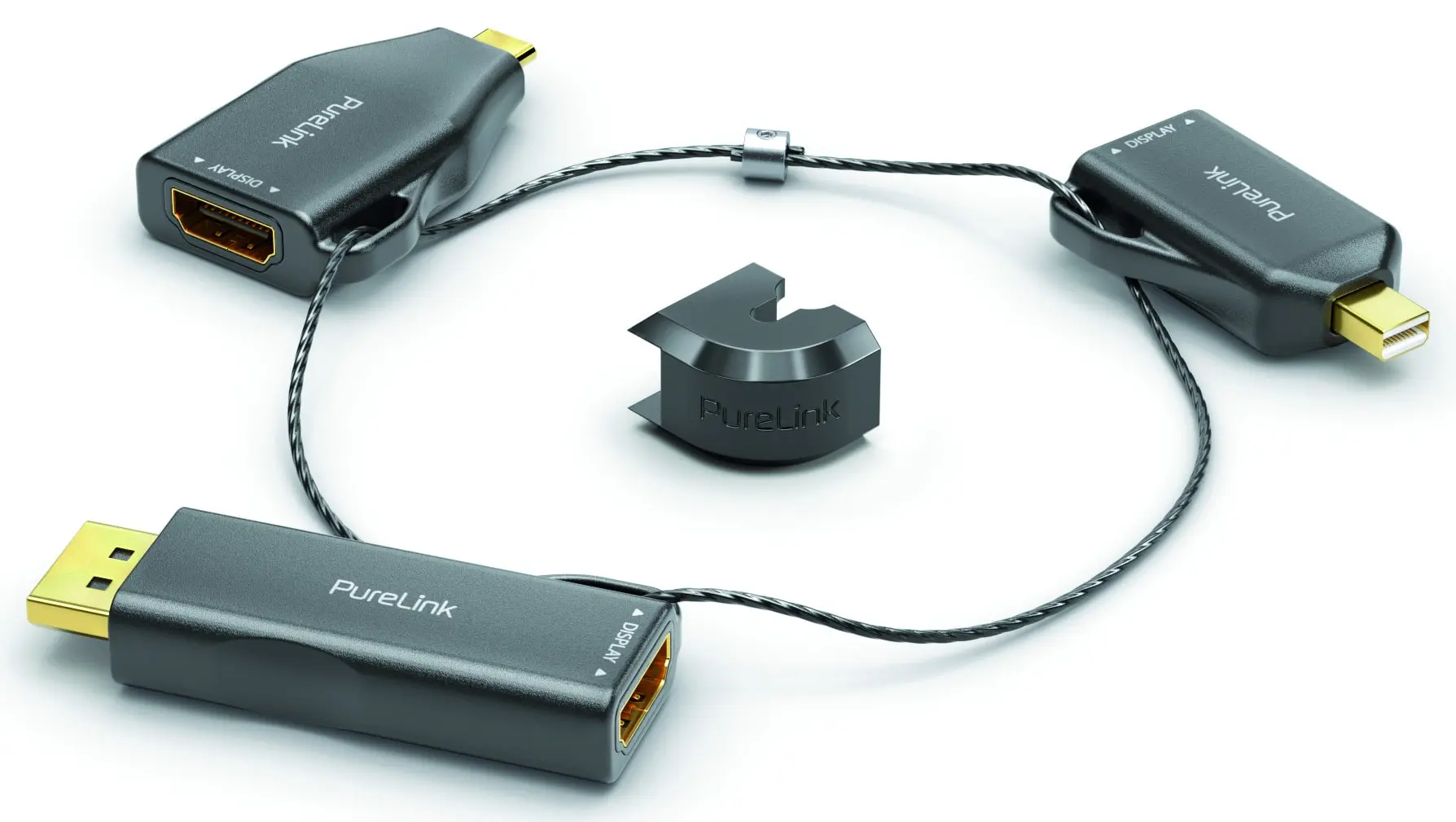 Produktfoto 1 von Adapter Ring Klein 3xHDMI 4K60Hz miniDP/ DP/USB-C > HDMI gold plated schwarz