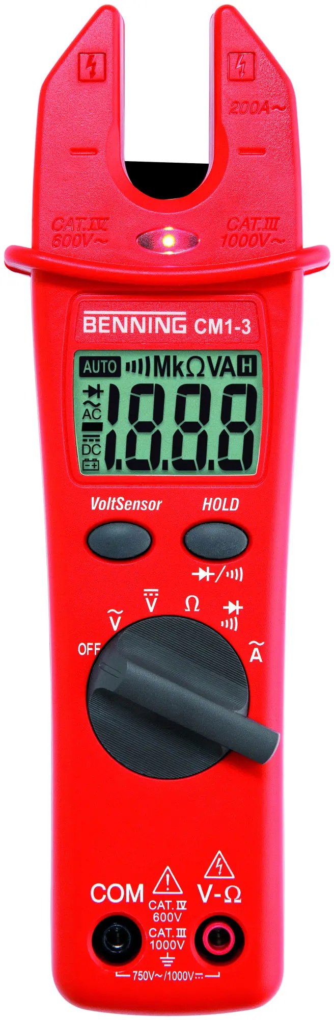 Produktfoto 1 von Digital-Stromzange CAT IV 600V 200A AC 20MOhm Voltsensor max.16mm