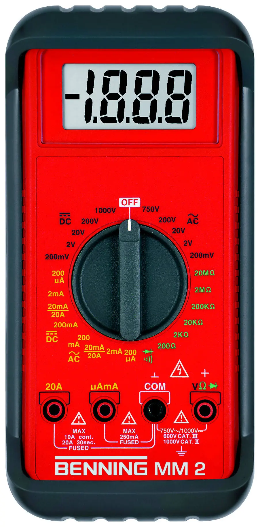 Produktfoto 1 von Digital-Multimeter 750VAC/1000VDC 0.1µA-20A 20MOhm CAT III 600V