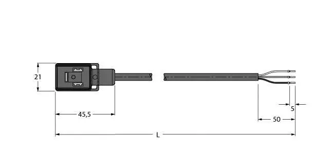 Produktfoto 1 von Ventilsteckverbinder Bauform B, Anschlussleitung