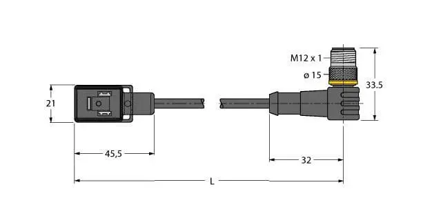 Ventilsteckverbinder Bauform B, Verbindungsleitung