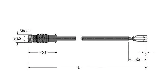 Produktfoto 1 von Anschlussleitung Stecker M8x1, Hochtemperaturfest