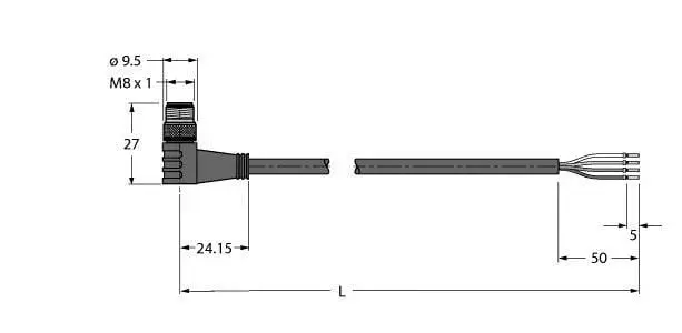 Produktfoto 1 von Anschlussleitung Stecker M8x1, Hochtemperaturfest