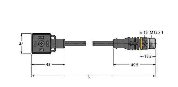 Produktfoto 1 von Ventilsteckverbinder Bauform A, Verbindungsleitung
