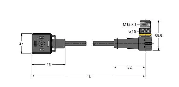 Produktfoto 1 von Ventilsteckverbinder Bauform A, Verbindungsleitung