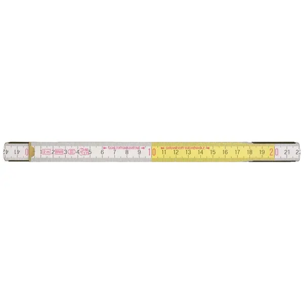 Produktfoto 1 von Holz-Gliedermaßstab, weiß/gelb, Gliederzahl 10, Länge 2m, 126g