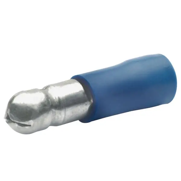Rundstecker,isoliert,1,5qmm-2,5qmm, Stecker ø 4mm,Isolierhuelse:PVC,blau