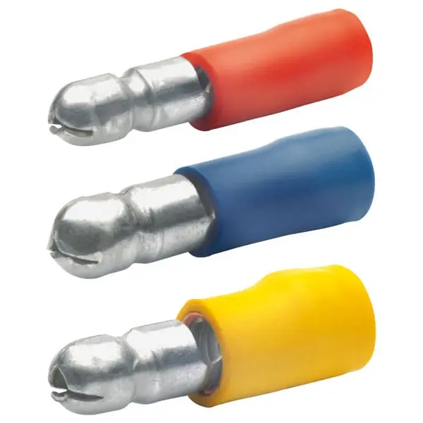Rundstecker,isoliert,4qmm-6qmm,Stecker ø 4mm,Isolierhuelse:PVC,gelb