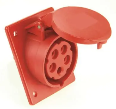 Produktfoto 1 von Anbausteckdose schräg 16A 5P 6h IP44/54 Flansch 80x97mm Lochabstand 60x73mm