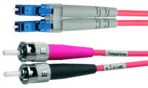 Duplex-Adapterkabel 62,5/125 OM1, L=2 m 2xST Stecker,1xLC Duplex Stecker beige