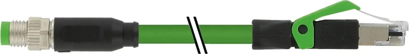 Produktfoto 1 von M8 St. ger. auf RJ45 ger. geschirmt, Ethercat PUR 1x4xAWG26 shielded gn 12.5