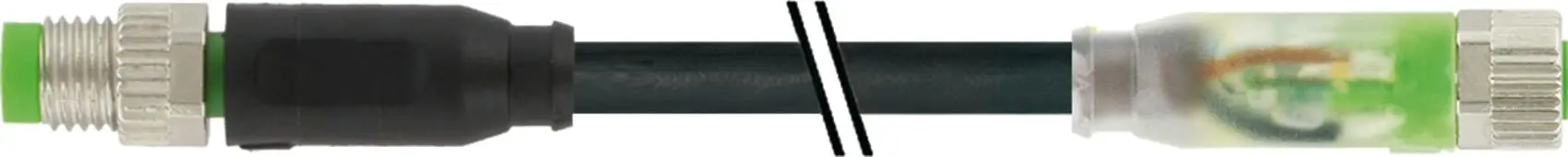 Produktfoto 1 von M8 St. 0°/M8 Bu. 0° LED PUR-OB 3x0,25 sw UL CSA+schleppk. 0,6m