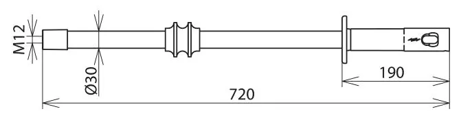 Produktfoto 1 von Isolierstange m. Gewinde M12 u. Steckkupplung D 30mm L 720mm