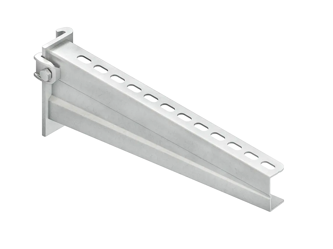 Produktfoto 1 von Ausleger, schwer, 110x330 mm 5,0 kN mit vormont. Klemme feuerverzinkt