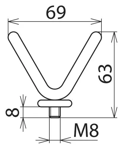 Produktfoto 1 von Gabelelektrode B 69mm mit Gewindebolzen M8 für PHE/PHV