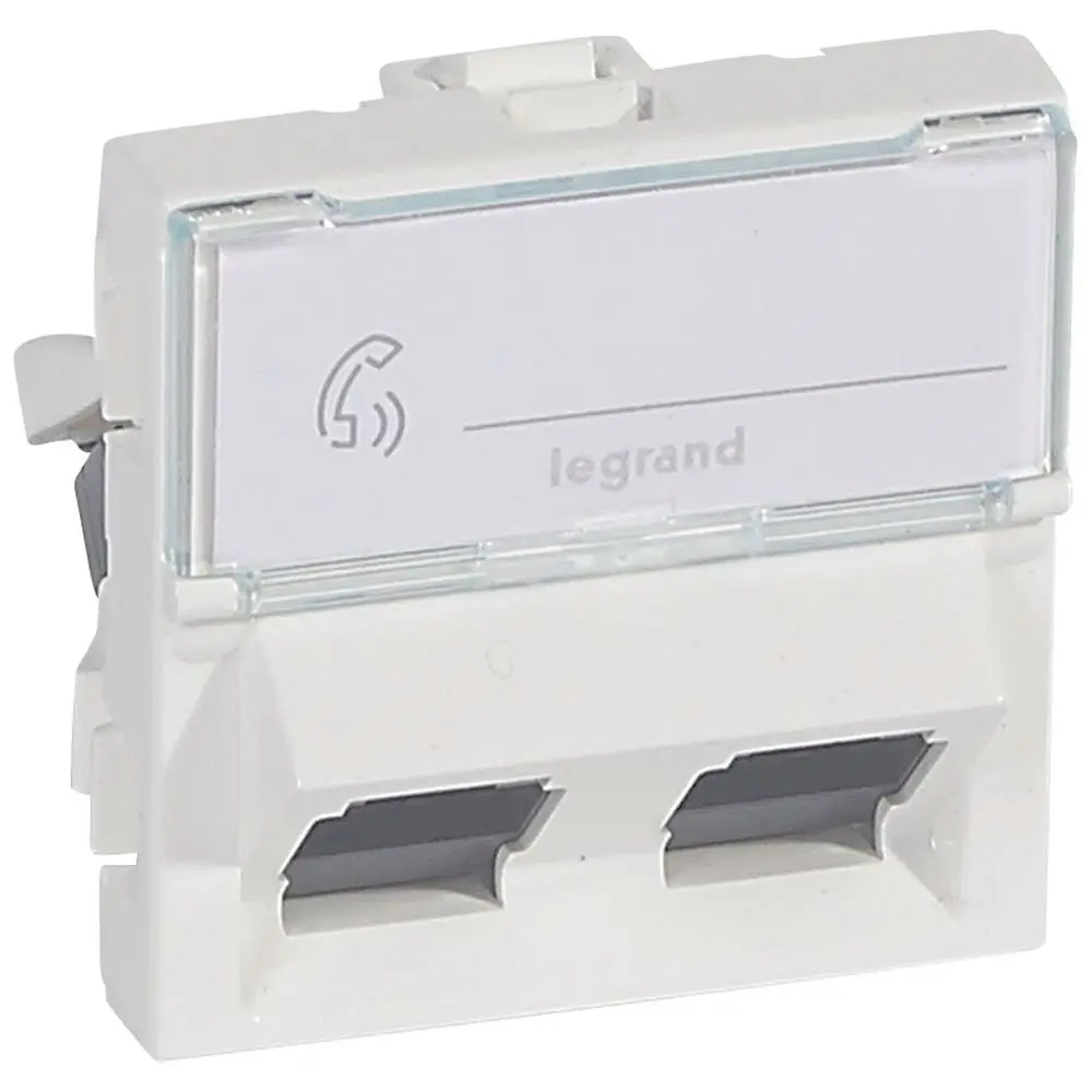 Mosaic 2-fach RJ45, 45° Kat 6, UTP, 2-modulig, Ultraweiß