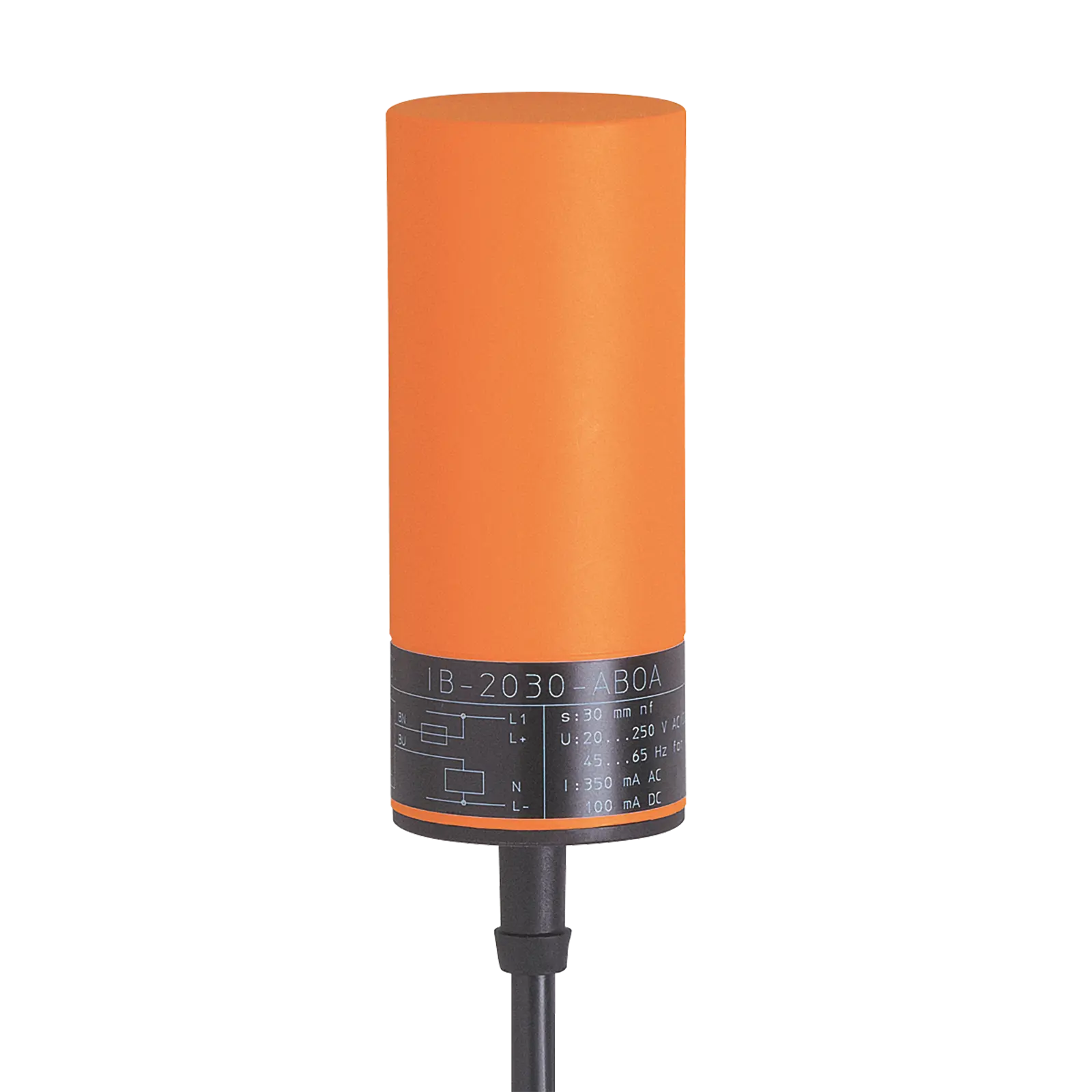 Ind.Sensor D=34 L=82 Sn=20mm n.bündig S AC/DC 15m Silikon 2L 25Hz AC/50Hz DC