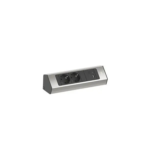 Produktfoto 1 von CASIA 2 2xCEE7/3 1xUSB A/C 22W 2,0m AEH Edelstahl-Optik