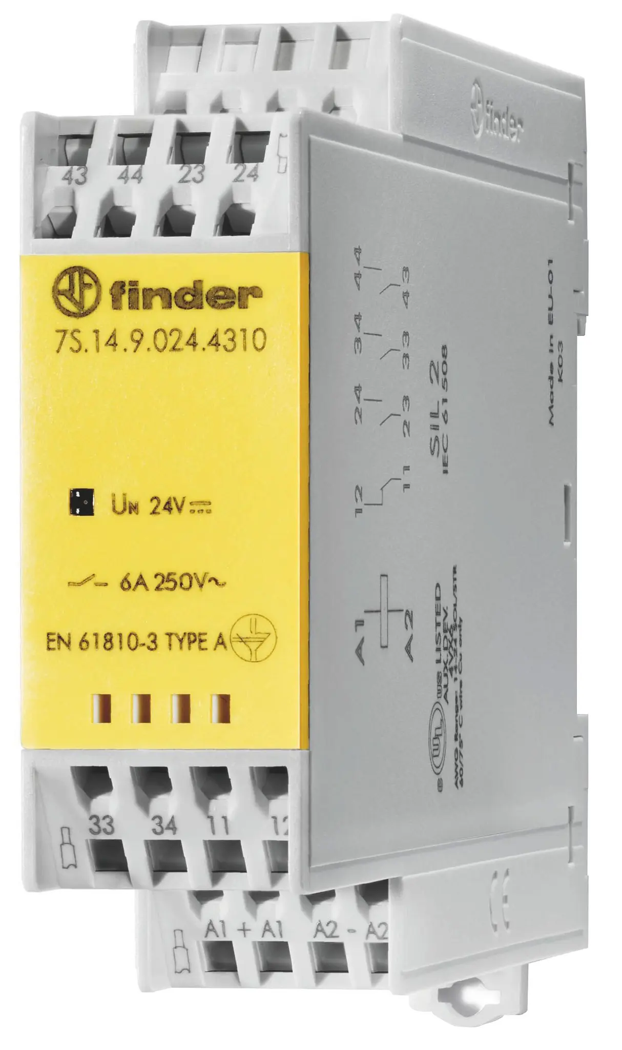 Produktfoto 1 von Relaismodul mit zwangsgeführten Kontakten 3S 1Ö 6A 24VDC