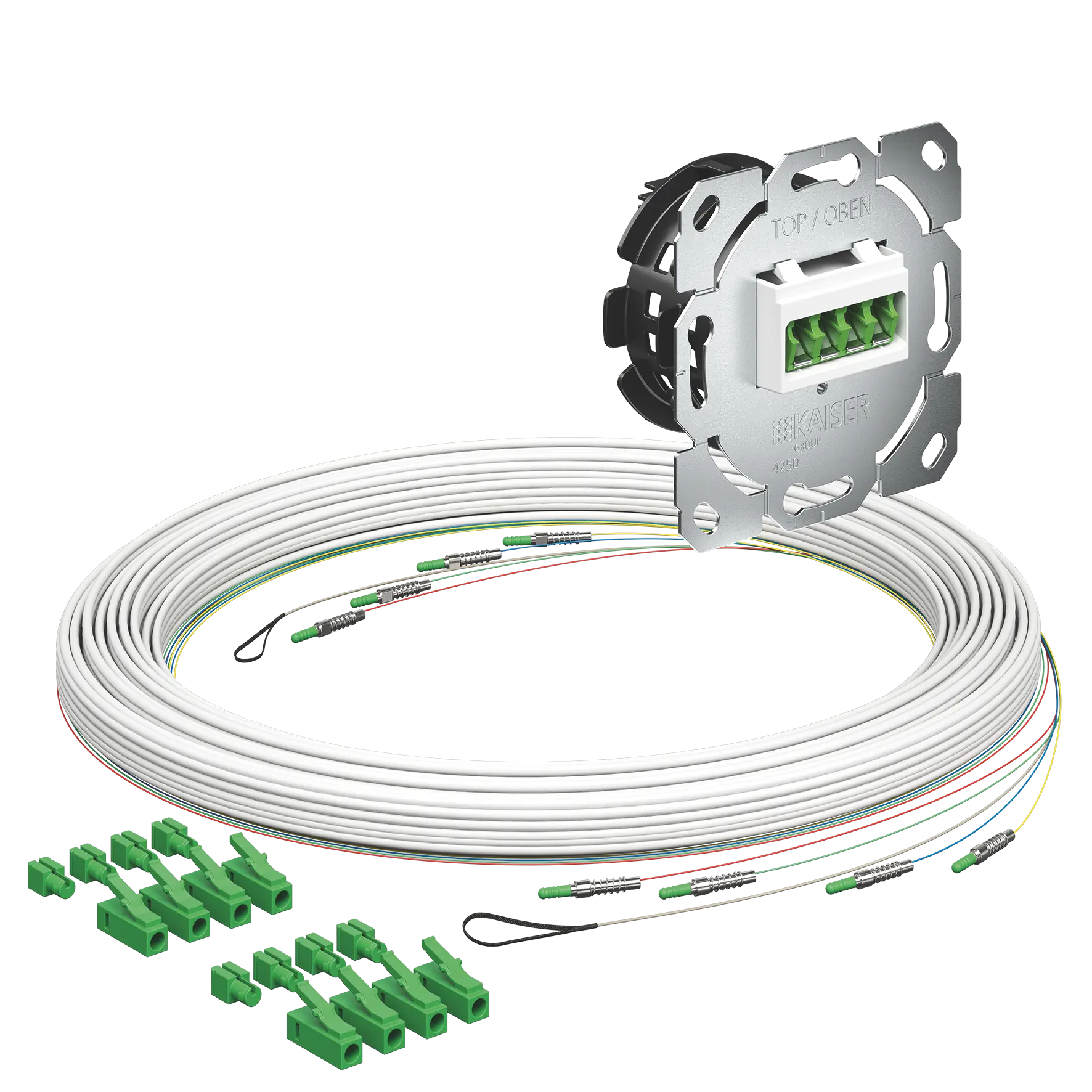 Produktfoto 1 von Teilnehmeranschluss Gf-TA E3S Connect® Unterputz, 4xF, LC/APC DX, L=15m, Gf-GV