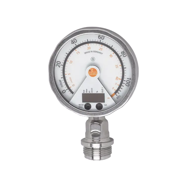 Produktfoto 1 von el.Drucksensor m.Anzeige -0,005...0,1bar G 1 Außen Aseptoflex Vario Relativdruck