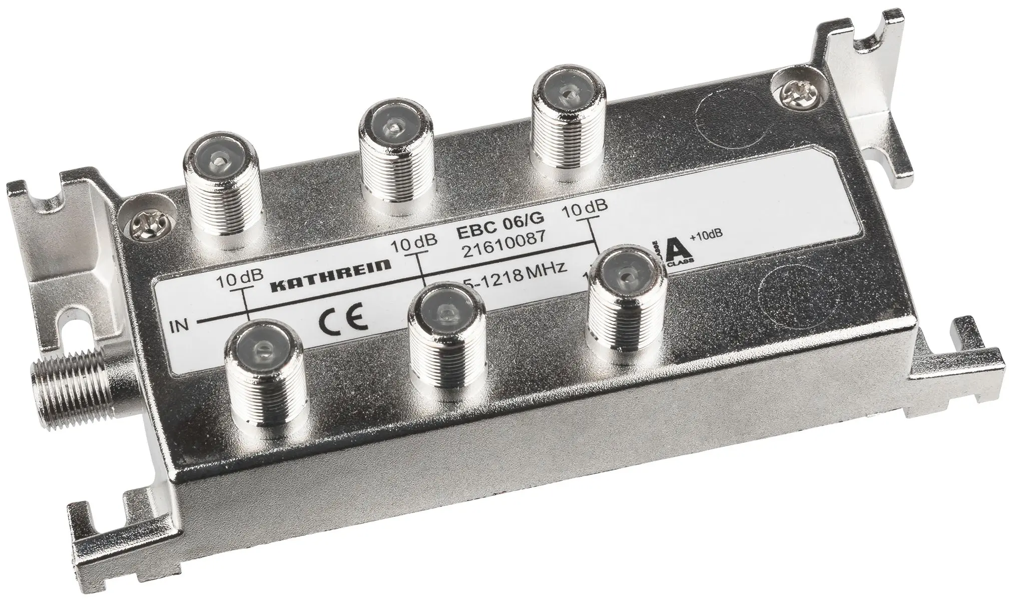 Produktfoto 1 von 6fach Verteiler 10dB 5-1218MHz F-Connector Kl.A Vodafone-/KGD-Freigabe