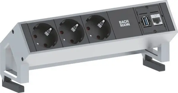 Produktfoto 1 von DESK2 Steckdoseneinheit 3xSchuko 1xCAT6 1xUSB