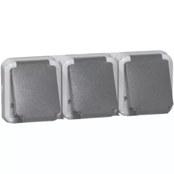 Produktfoto 1 von Steckdose SCHUKO 3fach, grau, ohne Dose