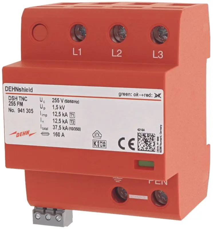 Produktfoto 1 von Anwendungsopt. Kombiableiter DEHNshield Typ 1+2 für dreiphasige TN-C-Systeme
