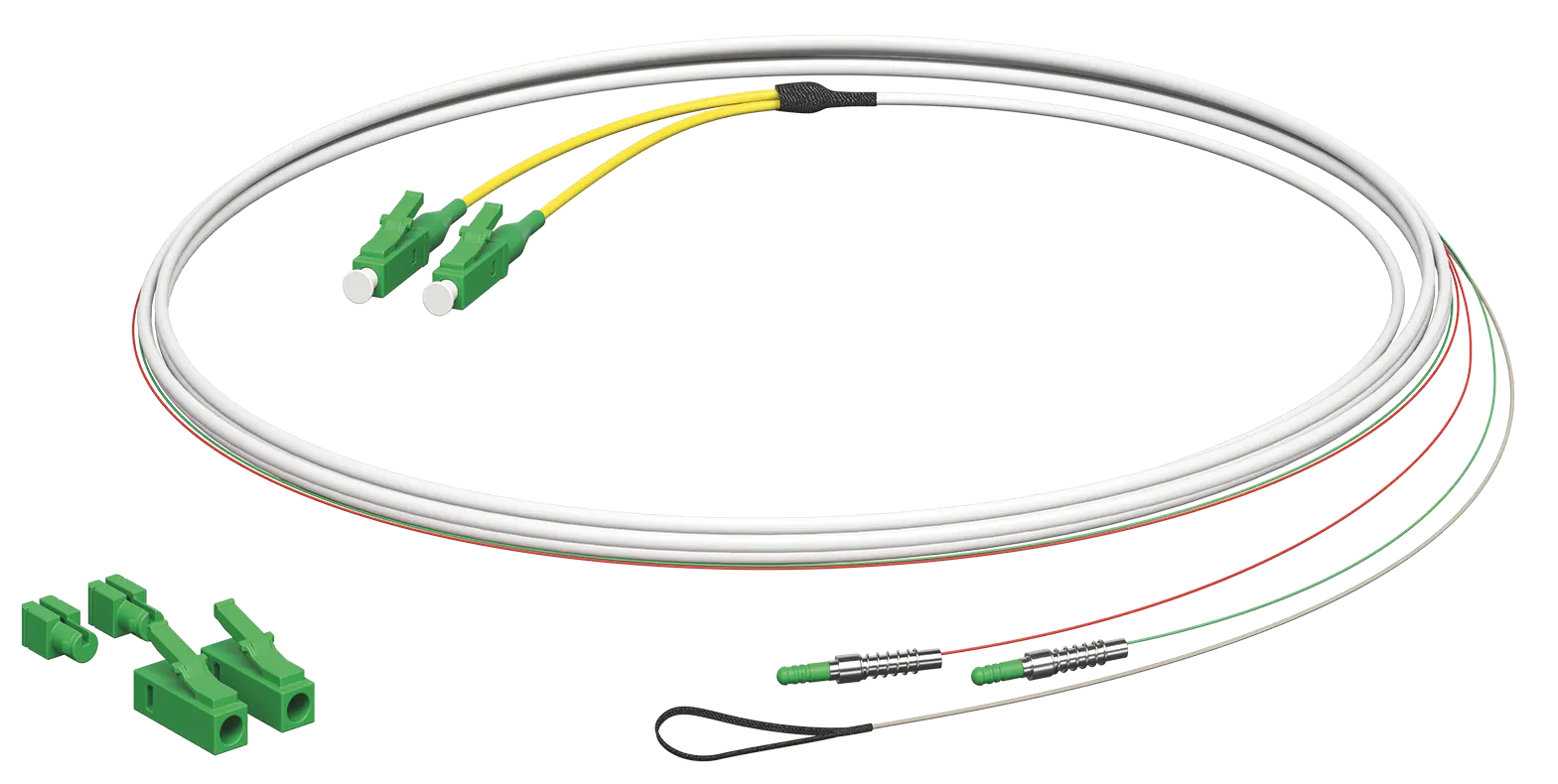 Produktfoto 1 von Glasfaser Patchkabel E3S Connect® LC/APC-E3S, 2xF, L=2m, HÜP zum Gf-GV