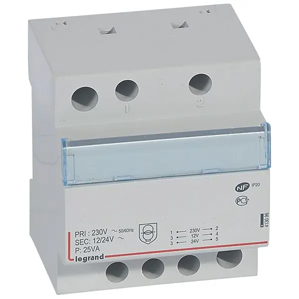 Produktfoto 1 von Sicherheitstransformator, Prim. 230V/50 Hz, Sek.12V AC oder 24V AC, 25VA, 5TE