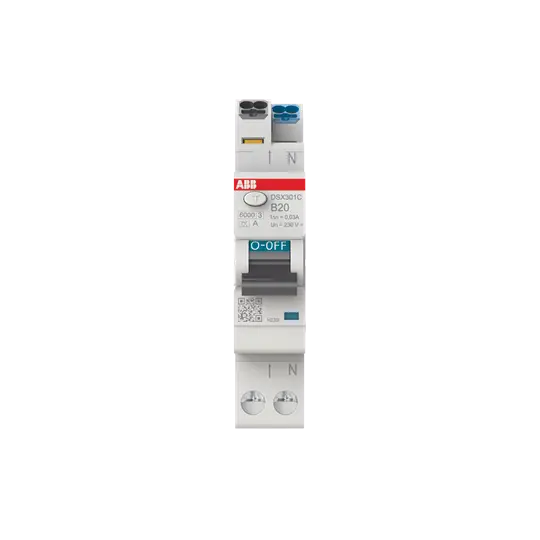 Produktfoto 1 von DSX301CA-B20/0,03 FI/LS-Schalter, 1 TE 6kA, 1P+N, Typ A, B20, 30mA