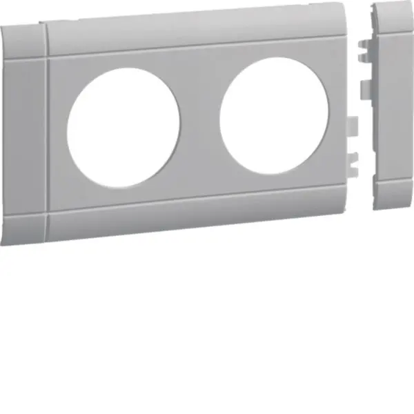 Produktfoto 1 von Blende 2-fach Steckdose anreihbar aus ABS halogenfrei Oberteil 80mm lichtgrau