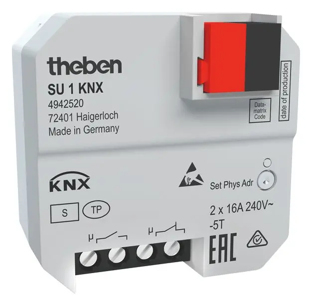 Produktfoto 1 von 1-fach KNX UP-Schaltaktor KNX TP, Unterputz, Data Secure