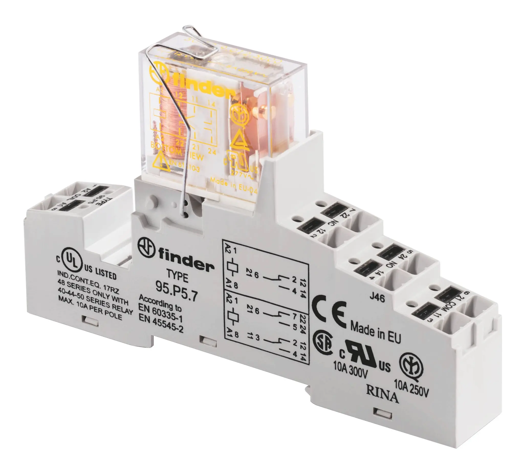 Produktfoto 1 von Koppelrelais für DIN-Schiene mit Push-In-Klemmen 2 Wechsler 8A/250V