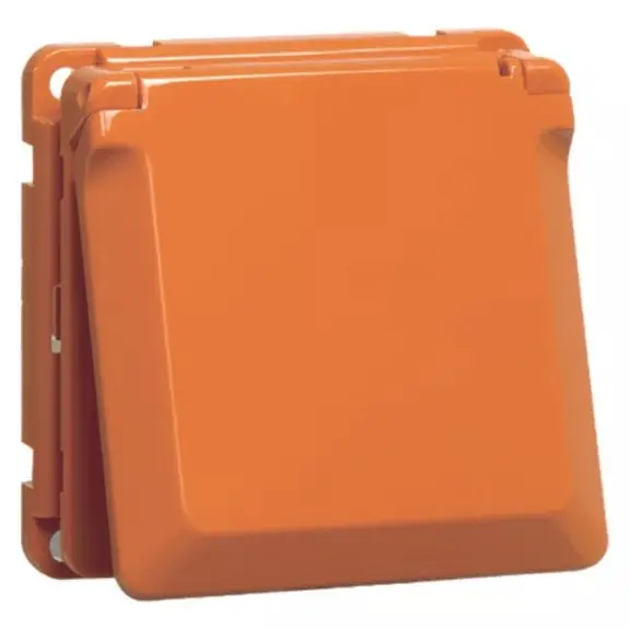 Produktfoto 1 von Steckdose SCHUKO Einbau, orange Klappdeckel
