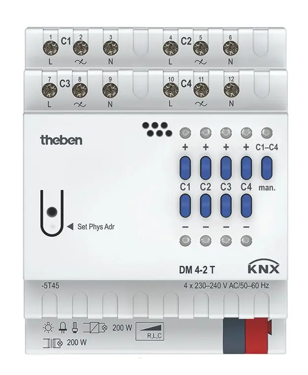 Produktfoto 1 von 4-fach KNX-Universal-Dimmaktor 200 W, KNX TP, Data Secure