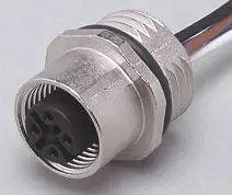 Produktfoto 1 von Einbaubuchse <250VAC 0,5m PVC Gehäuse Zinkdruckguss vernickelt IP68
