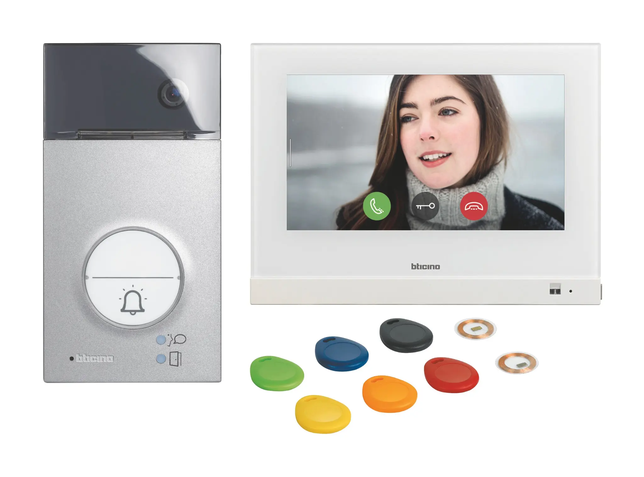 Produktfoto 1 von FlexONE Video-Set m.Türstation LINEA3000 1 u.2 Ruftasten + Hometouch 7"