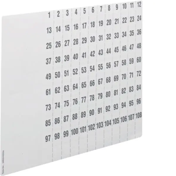 Produktfoto 1 von Beschriftungsbögen,univers Z,Nummerierung 1-108,DIN A4,10Stk