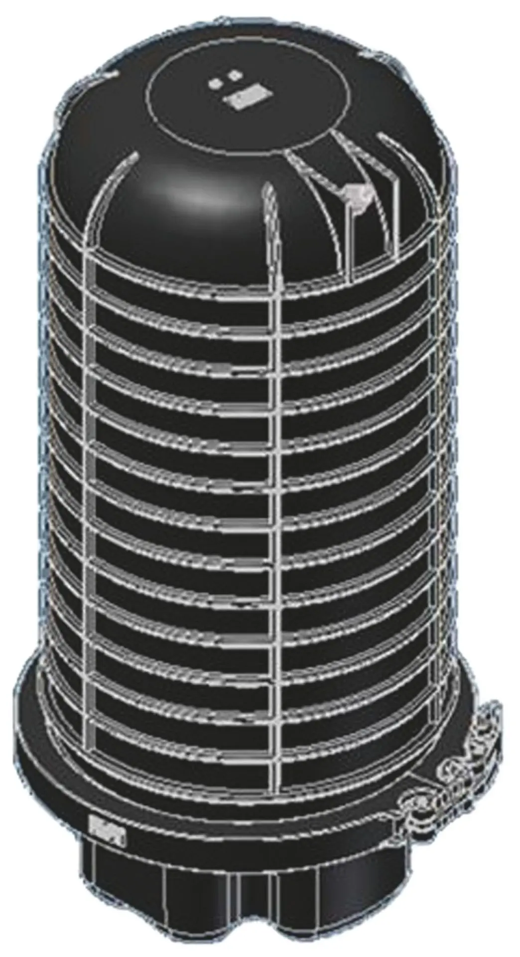 Produktfoto 1 von Dome Muffe flach 450mm hoch 290 x 150mm Aufnahmekapazität max.480 Fasern